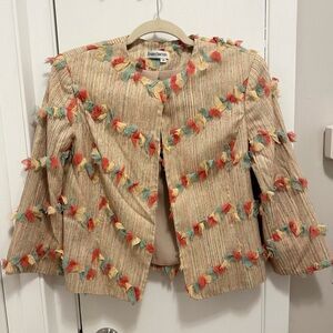 Barry Bricken 100% Silk Colorful Confetti Shag Blazer Jacket Women’s 10 fun